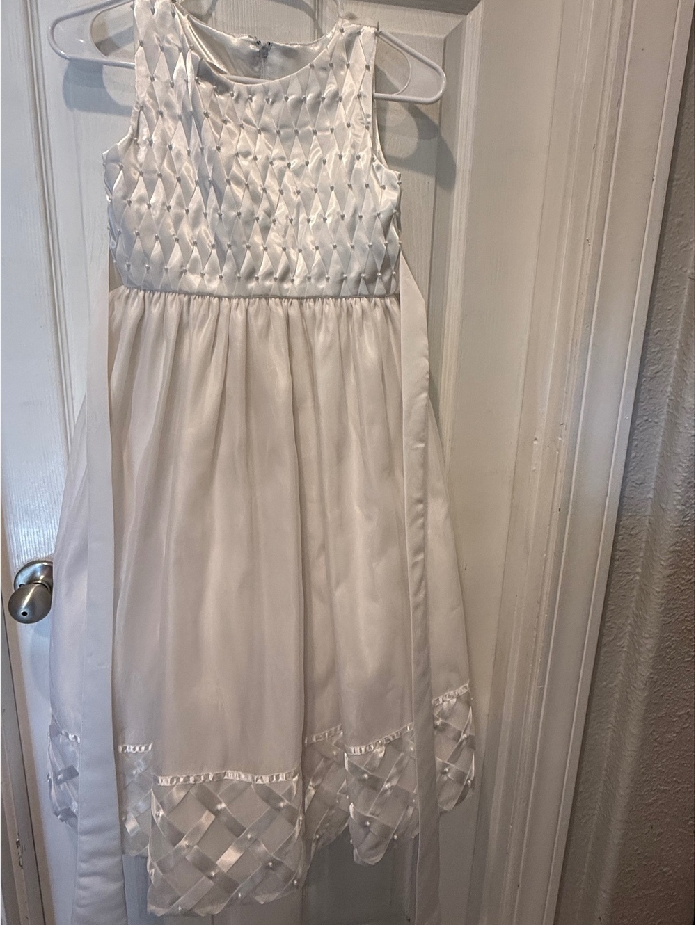 Cinderella White Satin and Organza Flower Girl Dress Size 12